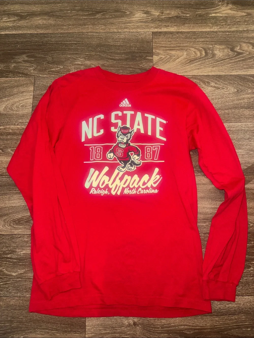adidas Red NC State Wolfpack Long Sleeve Tee